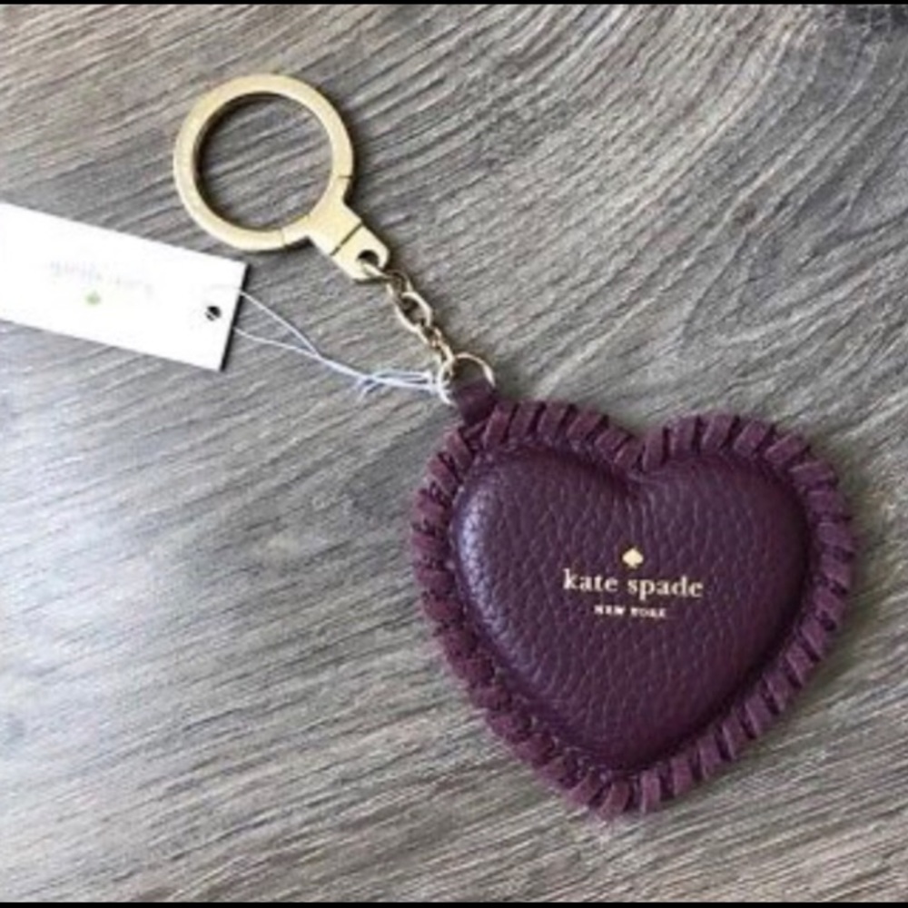 Kate Spade Whipped stitch heart key flob deep plum